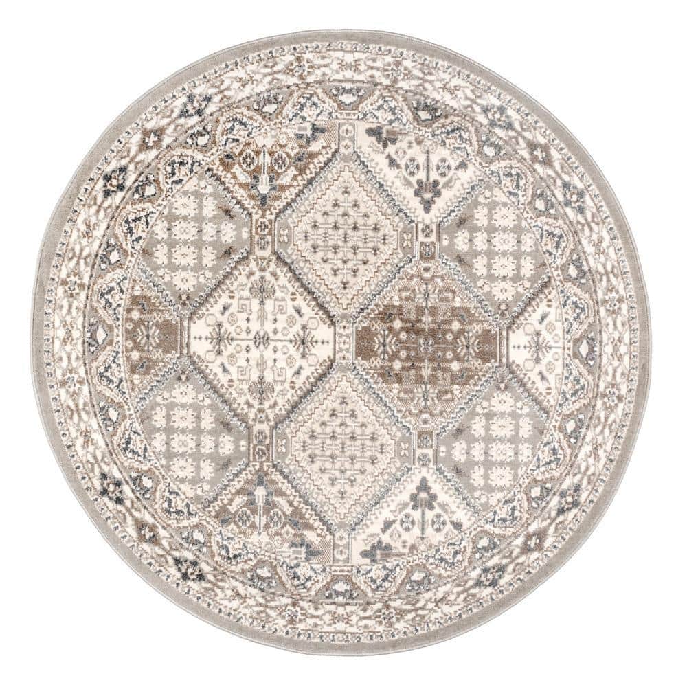 nuLOOM Vintage Tile Becca Gray 6 ft. x 6 ft. Round Area Rug OWMN04B ...