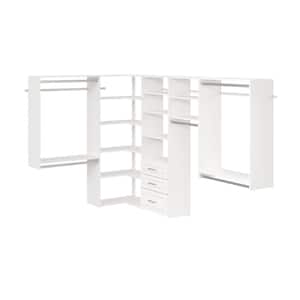 Modern Raised Ultimate 84 in. W - 115 in. W White Corner Wood Closet System