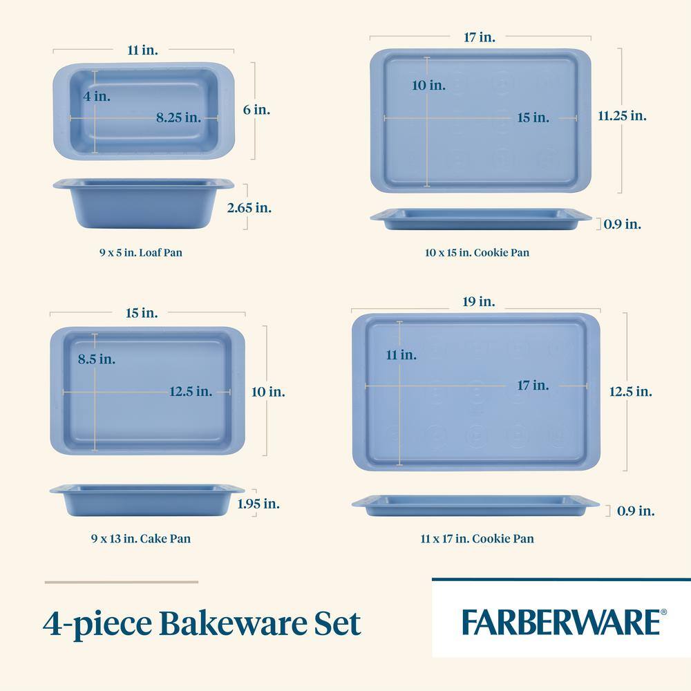 Farberware Easy Solutions 4-Piece Light Blue Nonstick Bakeware Set