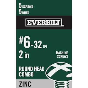 #6-32 x 2 in. Zinc Plated Combo Round Head Machine Screw (5-Pack)