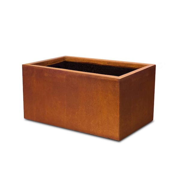KANTE 31"L Rectangle Faux Weathering Steel Finish Lightweight Concrete Long Low Planter with Drainage Hole for Outdoor/Indoor