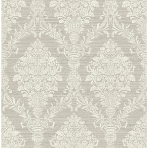 Glamour Damask Grey and Beige Paper Non Pasted Strippable Wallpaper Roll (Cover 56.05 sq. ft.)