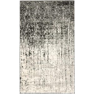 Retro Black/Light Gray Doormat 3 ft. x 5 ft. Solid Area Rug