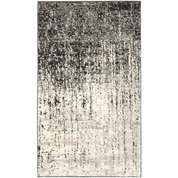SAFAVIEH Retro Black/Light Gray Doormat 3 ft. x 5 ft. Solid Area Rug
