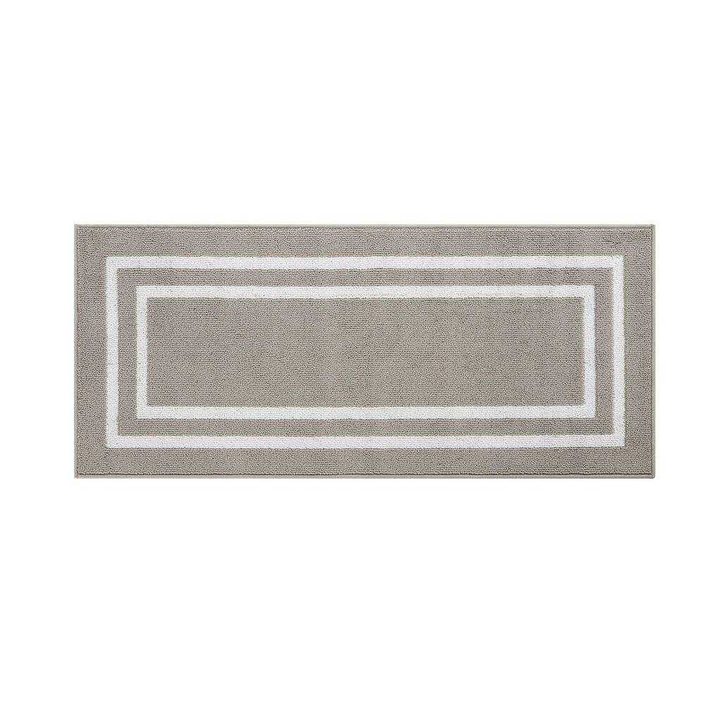 Nautica Tufted Light Grey and White 2 ft. 2 in. x 5 ft. Double Line