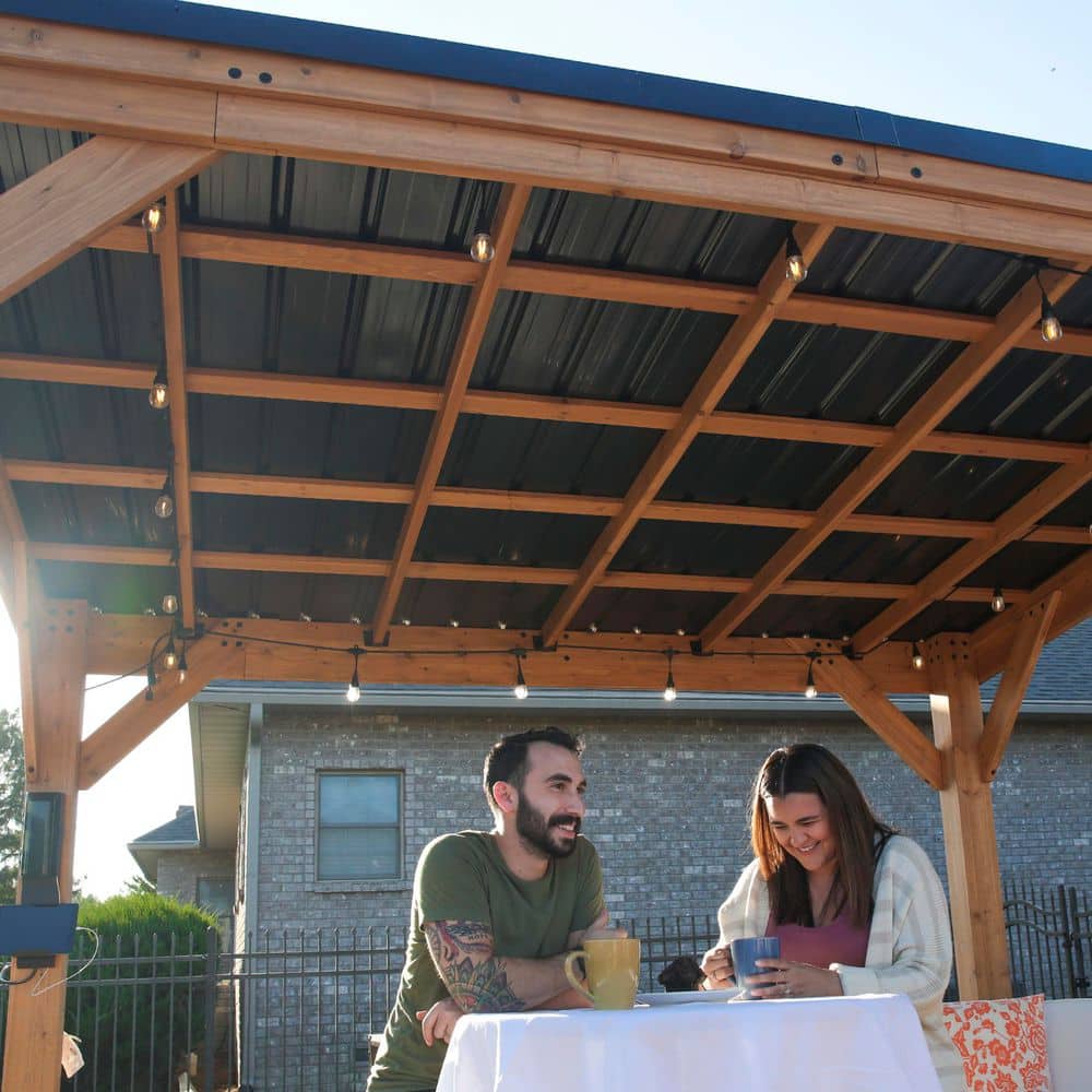 Arcadia Cedar and Steel Slope Roof Gazebo, 12' x 9.5'