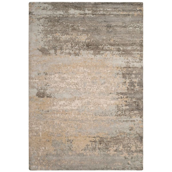 Tiffany 6 ft. x 9 ft. Beige/Light Blue Textured Distressed Abstract Area Rug