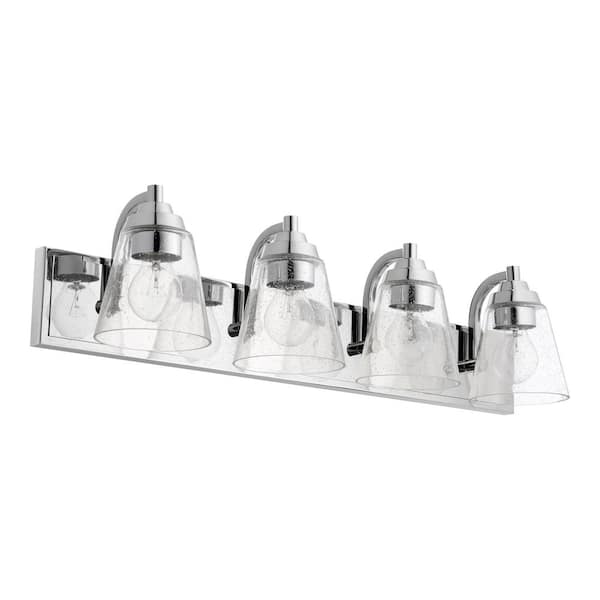 Quorum INTERNATIONAL Traditional 30 in. W 4-Lights Chrome Vanity Lights with Clear Seeded Glass