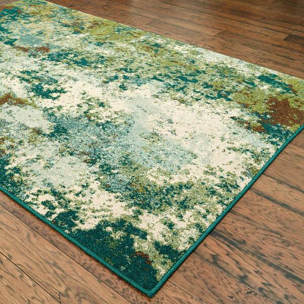 8 Ft X 11 Abstract Area Rug, Green And Blue Area Rugs