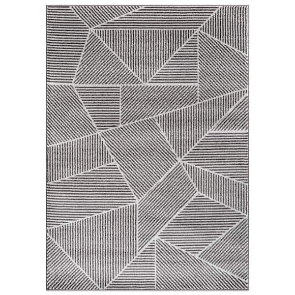 World Rug Gallery Contemporary Geometric Brown 5 ft. x 7 ft. Stripe Area Rug