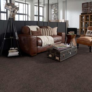 Perfectly Posh - Townhouse - Brown 43 oz. Nylon Pattern Installed Carpet