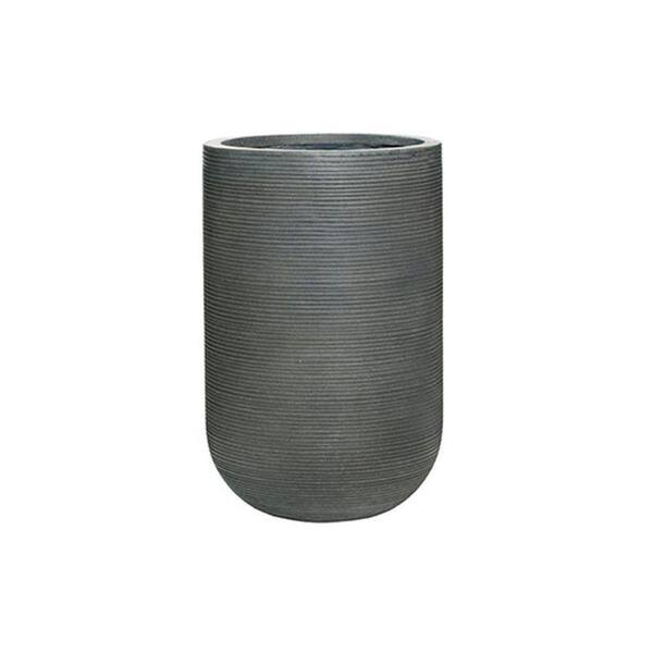 Vasesource 14 in. x 21 in. Rough Grey Round Fibercement Rough Pot