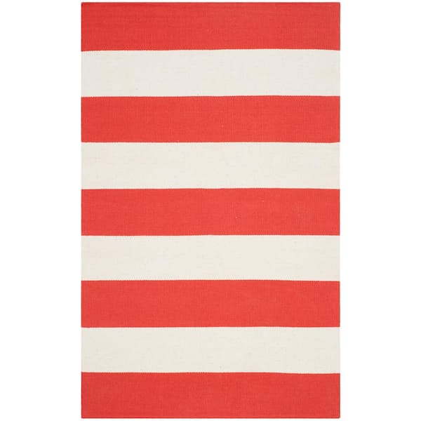 SAFAVIEH Montauk Rust/Ivory Doormat 3 ft. x 4 ft. Striped Area Rug