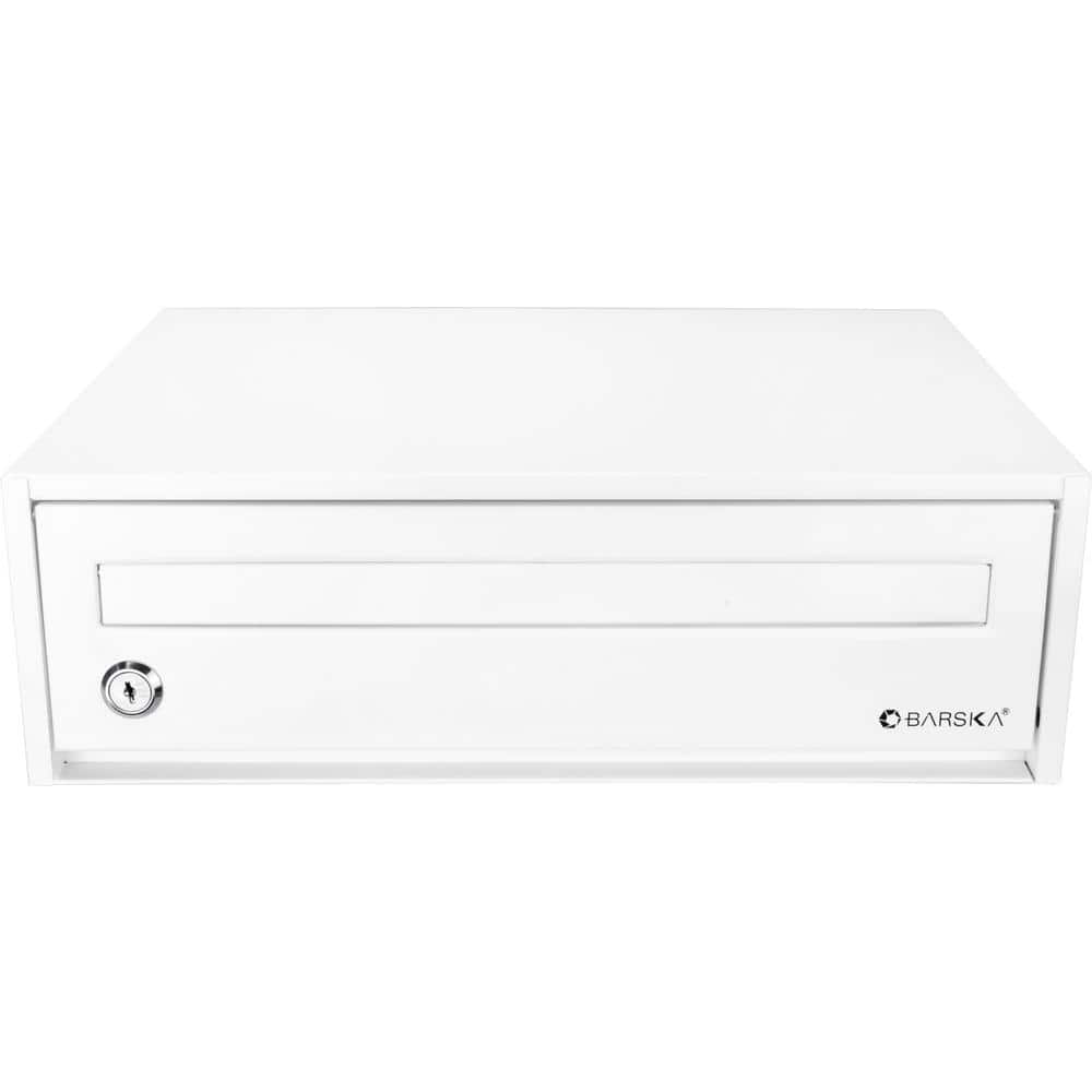 White Steel Key Lock Desktop Drop Box with Backup Keys