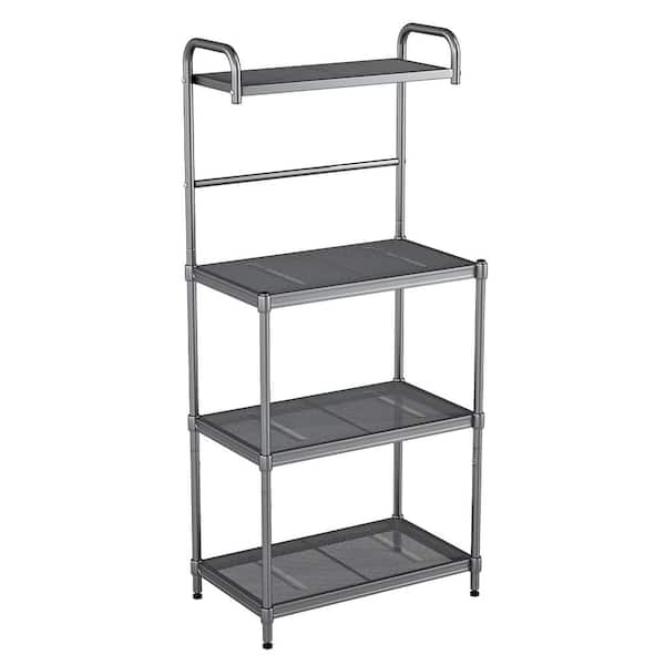 Silver Heavy Duty 4-Tier Iron Freestanding Shelving Unit 13.5"W x 23.5"D x 53.5"H 4-Shelf