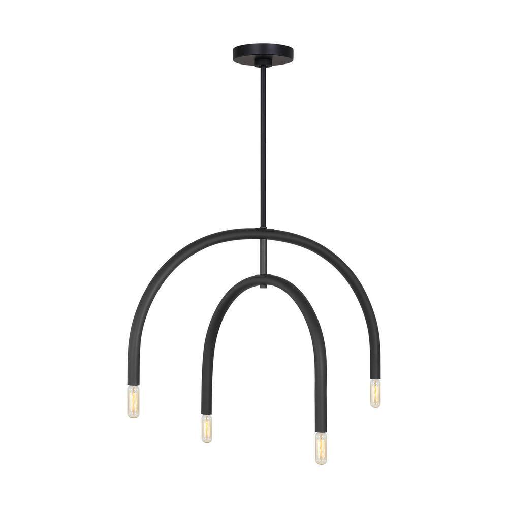 Midnight Black 4-Light Geometric Chandelier with Glass Shades