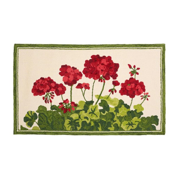 Multi-Colored 24 in. x 42 in. Geranium Hooked Indoor/Outdoor Area Rug