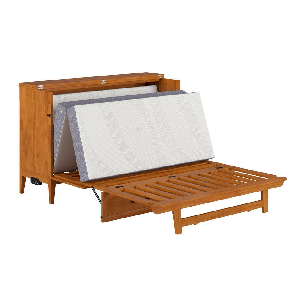 Santa Fe Light Toffee Queen Wood Murphy Bed Chest with Mattress