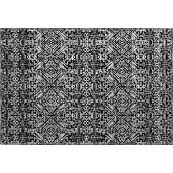 Addison Rugs Mayfield Premium Machine Washable Abstract AMF970 Black 1 ft. 8 in. x 2 ft. 6 in. Area Rug