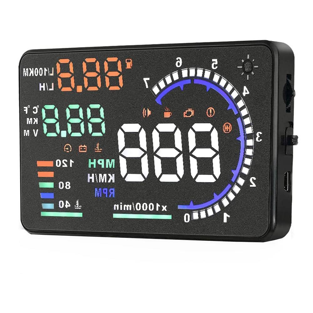 5.5 ft. HUD Head Display Gauge Windshield Screen Speedometer with Overspeed