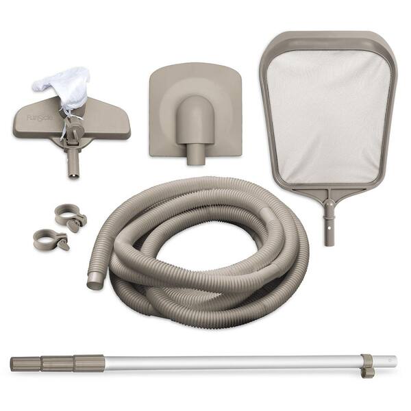 Funsicle Oasis Designer 18 ft. Round 48 in. Deep Metal Frame Above Ground Pool with Pump, Dark Double Rattan P9Q01848B