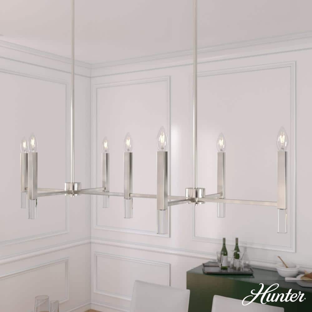 Sunjai Brushed Nickel 7-Light Linear Candlestick Chandelier