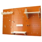 32 in. x 48 in. Metal Pegboard Standard Tool Storage Kit with Orange Pegboard and White Peg Accessories