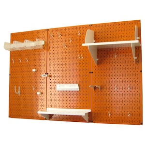32 in. x 48 in. Metal Pegboard Standard Tool Storage Kit with Orange Pegboard and White Peg Accessories