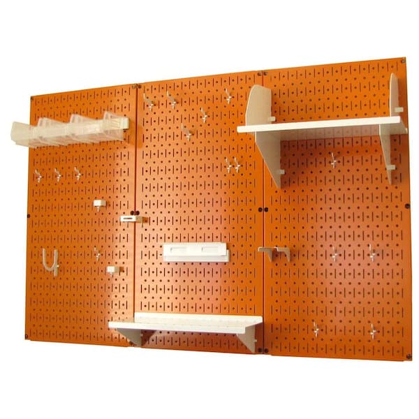 Wall Control 32 in. x 48 in. Metal Pegboard Standard Tool Storage Kit with Orange Pegboard and White Peg Accessories