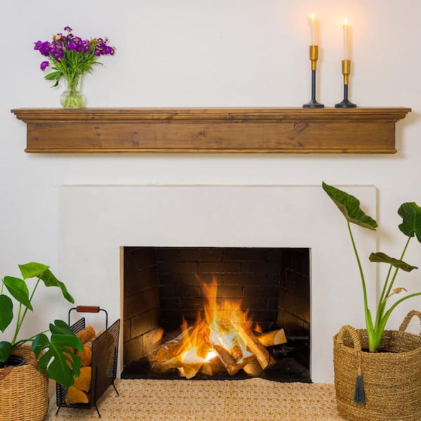 Barton 72 in. W x 8.5 H Floating Vintage Wood Fireplace Mantel