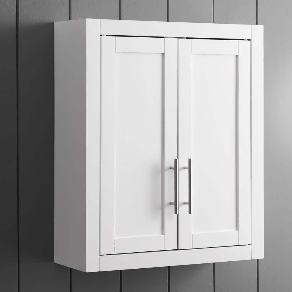 Savannah 31" White MDF Wall-Mounted Bathroom Cabinet with Chrome Hardware