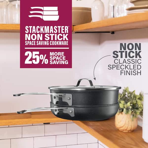Granitestone Stackmaster 3 Piece Stackable Cookware Set - Black