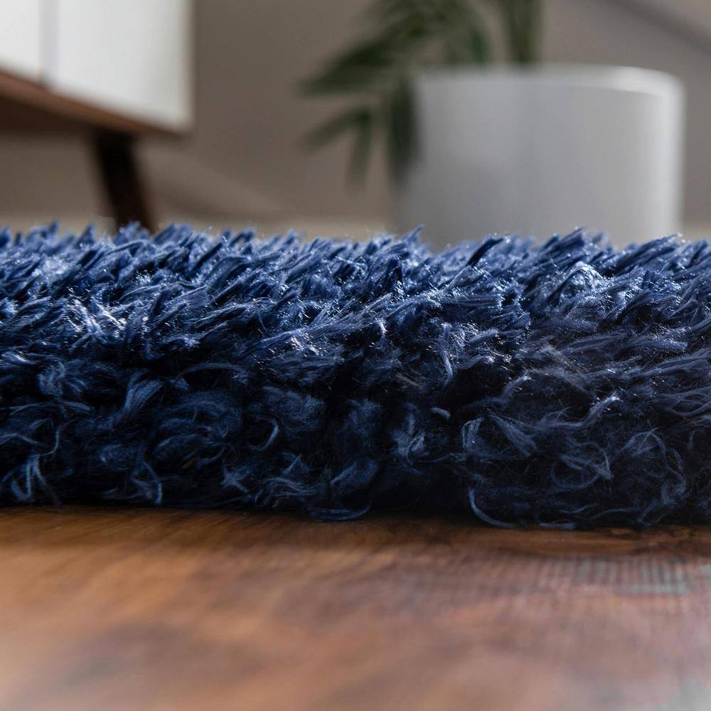 Aegean Blue Rectangular Shag Synthetic Area Rug 5'1" x 8'