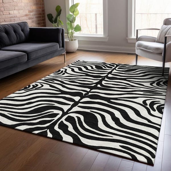 Chantille Machine Washable Indoor/Outdoor Abstract ACN1042 Black 10 ft. x 14 ft. Area Rug