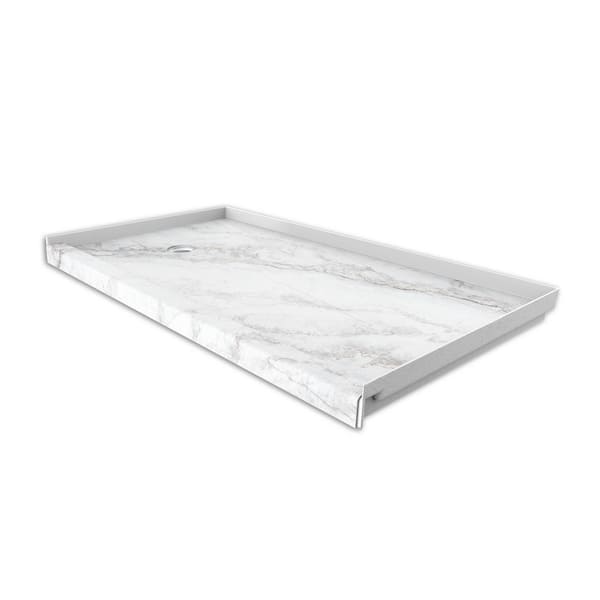 FlexStone 32 in. x 60 in. Single Threshold Shower Base with Left Hand Drain in Calypso