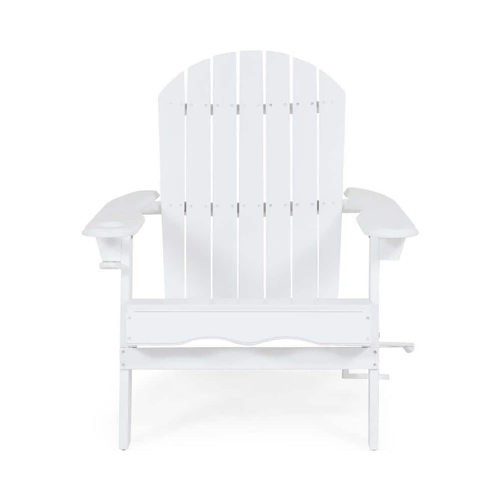 Tunearary 35.75 in. W White Acacia Wood Outdoor Adirondack Folding