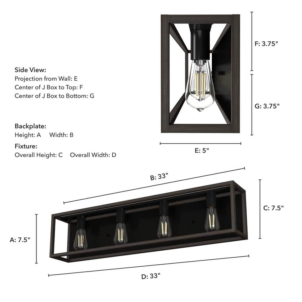 Squire Manor 33" Matte Black Outdoor Dimmable Vanity Light