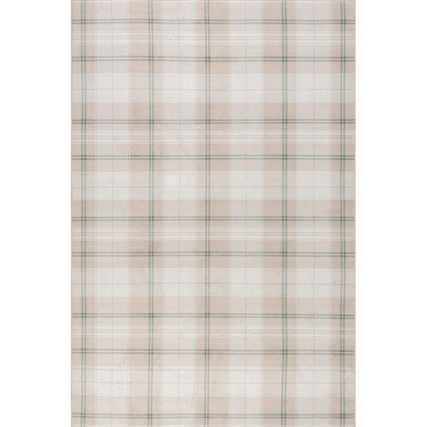 Callipoe SplashGuard Rustic Machine Washable Area Beige 4 ft. x 6 ft. Indoor Area Rug