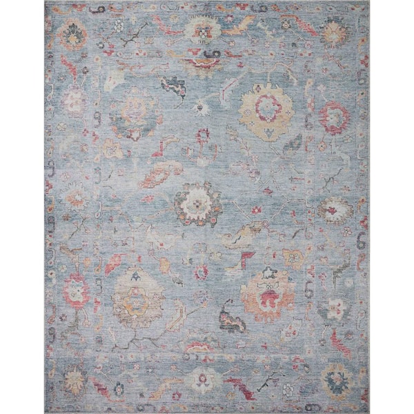 LOLOI II Elysium Denim/Multi 8 ft. 6 in. x 11 ft. 6 in. Printed Vintage Botanical Area Rug
