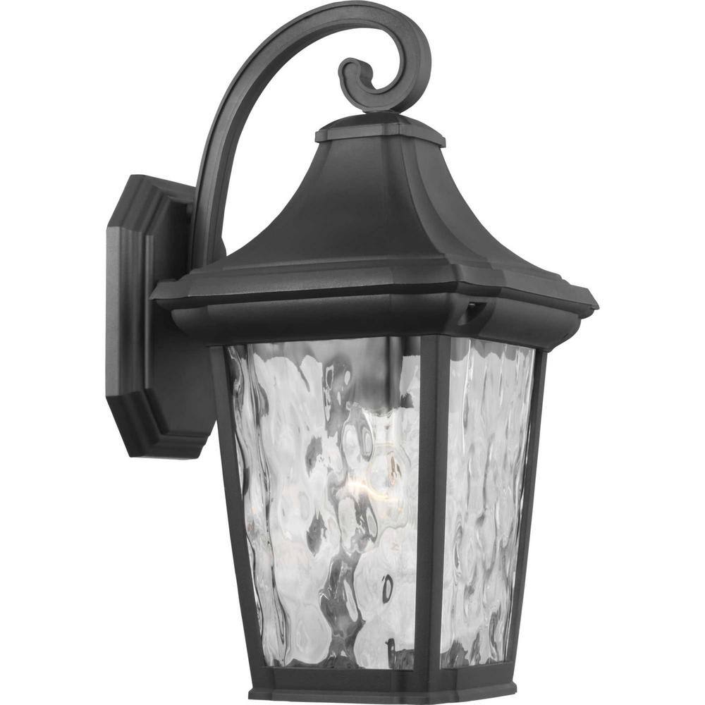 Marquette Collection 1-Light Textured Black Clear Water Glass New Traditional Outdoor Medium Wall Lantern Light price history on PriceWatchPro