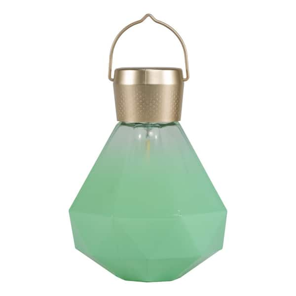 Solar Glass Gem Light LED Outdoor Chandelier (1-Light) - Green