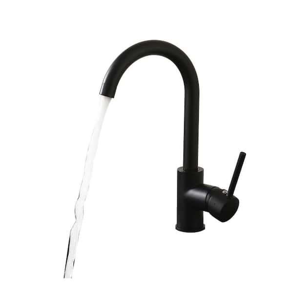 Matte Black Kitchen Faucet Single Handle Stainless Steel, Commercial Single Hole Kitchen Sink Faucet