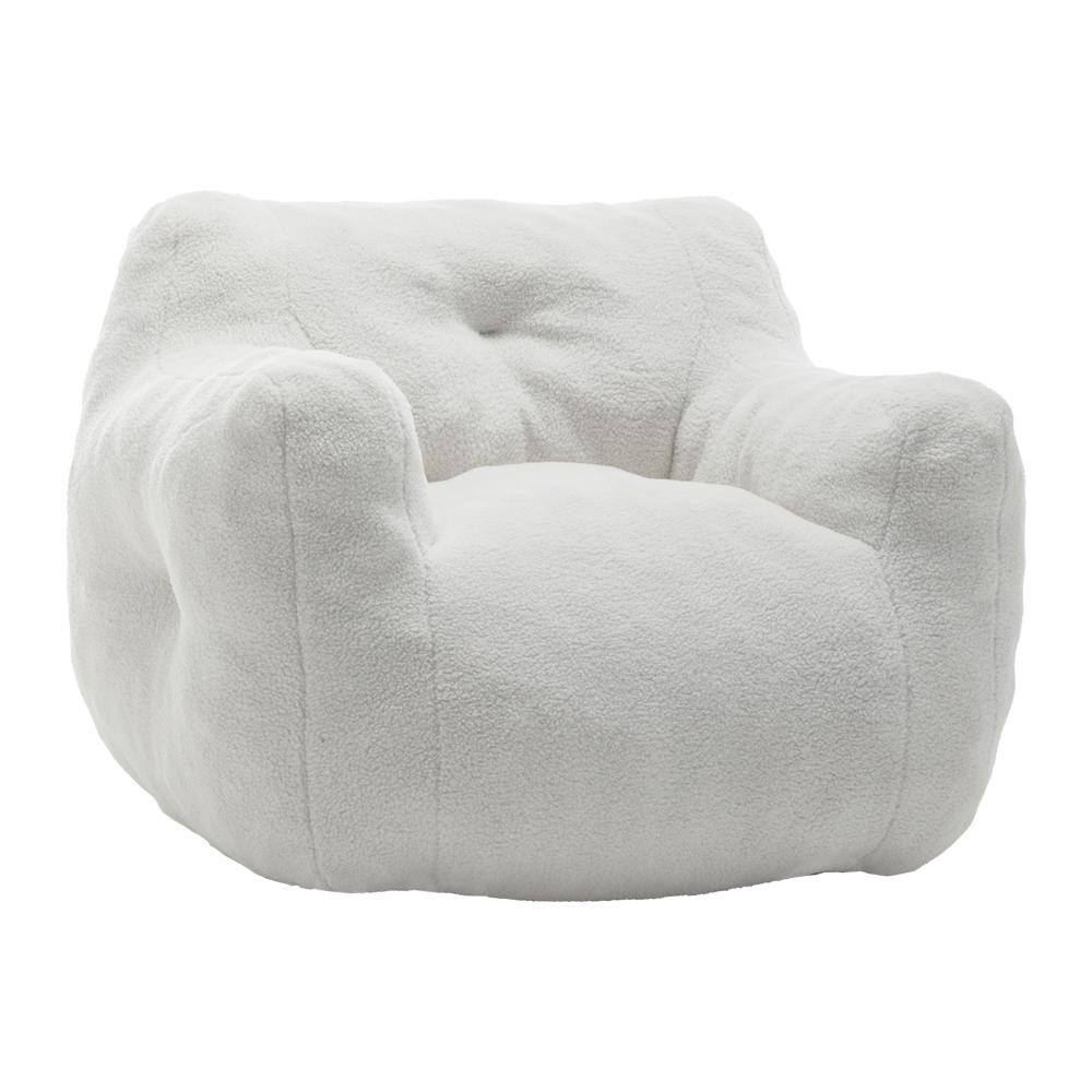 Oversized Teddy Fleece Bean Bag Chair with Armrests Side Pocket Soft Lounge Chair for Living Room Bedroom