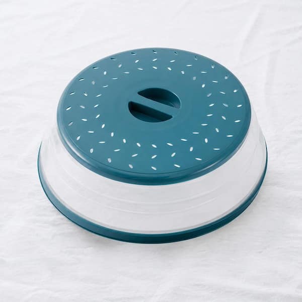 12  in. Silicone Microwave Splatter Cover and Mat Set Collapsible Vented Food Plate Lid Heat Resistant Nonstick