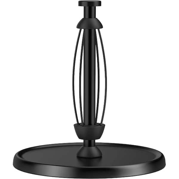 Countertop Mount Black Stainless Steel Paper Towel Holder Stand One-Handed Tear Weighted Base for Kitchen Bathroom