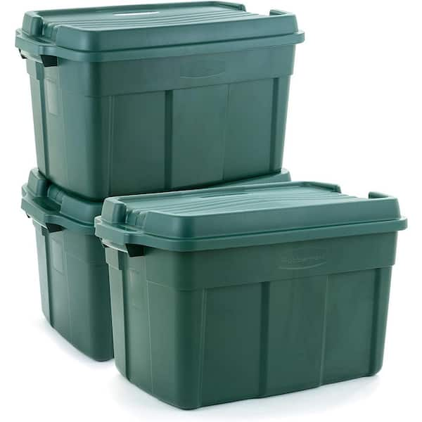 ECOSOLUTION 37 Gal. High-Top Storage Containers with Lids, Hunter Green, Pack of 3