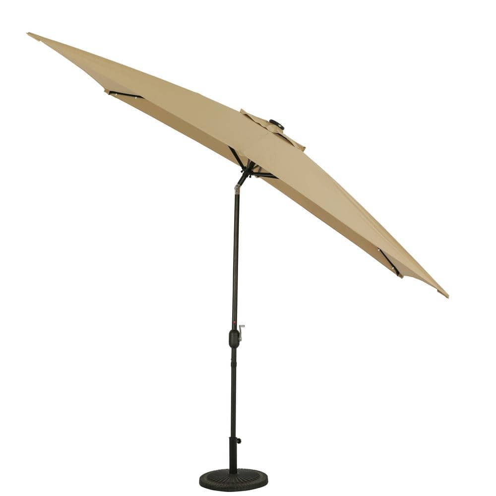 10' x 6.5' Champagne Rectangular Patio Umbrella with LED Lights