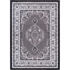 Dulcet Isfahan Medallion Grey 5 ft. x 7 ft. Traditional Area Rug