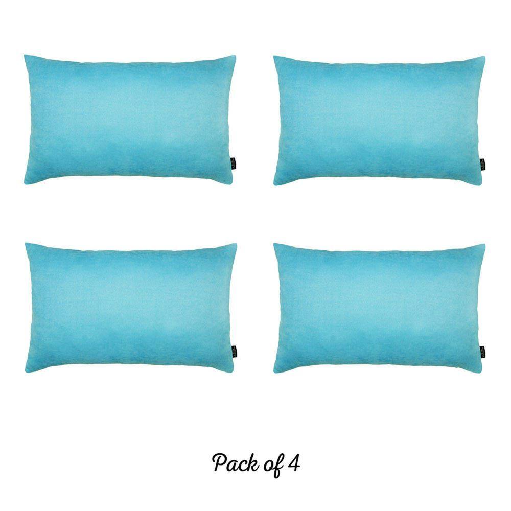Sky Blue Polyester Lumbar Pillow Covers Set of 4