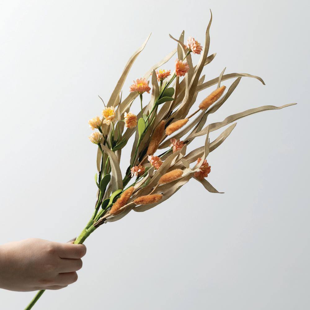 19" Harvest-Hued Silk Grass and Bunny Tail Pick